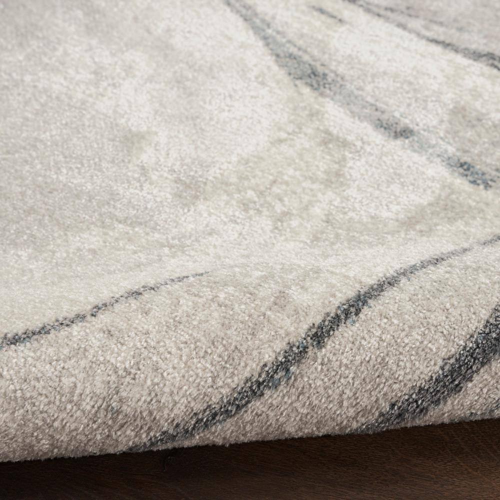 Silver Blue Abstract Synthetic Rectangular Washable Area Rug 8' x 10'