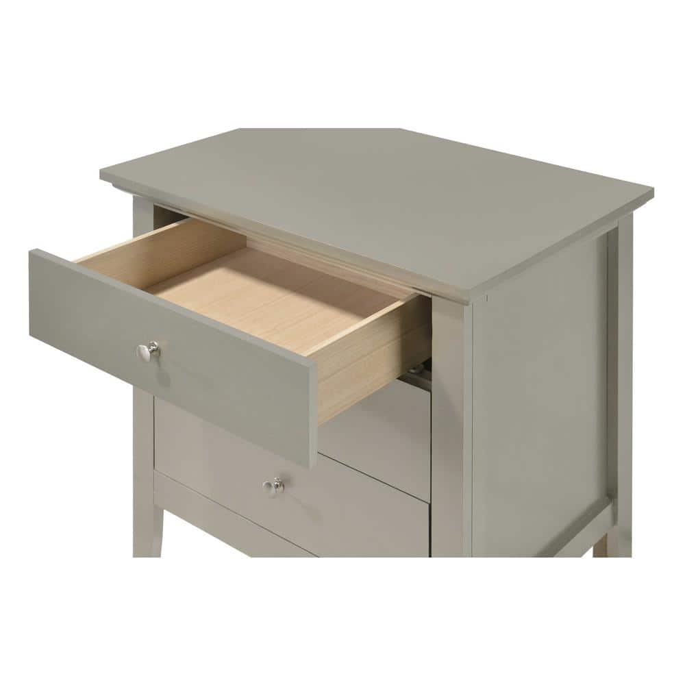 Hammond Silver Champagne 26" Wood 3-Drawer Nightstand