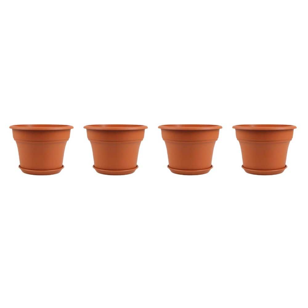 4-Pack Plastic Resin Indoor Planter with Drainage Holes and Trays (10 in. W x 6.37 in. H), Decorative Garden Planters price history on PriceWatchPro