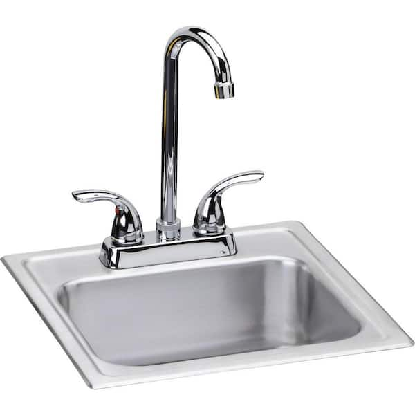 Elkay 20 Gauge Stainless Steel 15 in. 2-Hole Drop-in Bar Sink ...