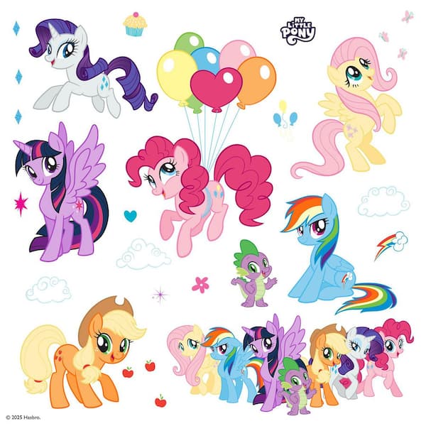 28-Piece 18 in. x 34.75 in. My Little Pony Friendship is Magic Pink Wall Decals