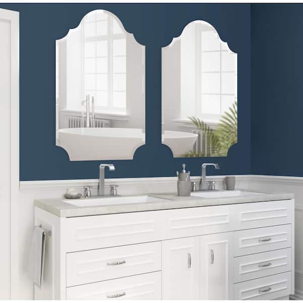 Reign 36 in. x 24 in. Classic Arch Framed Silver Wall Accent Mirror