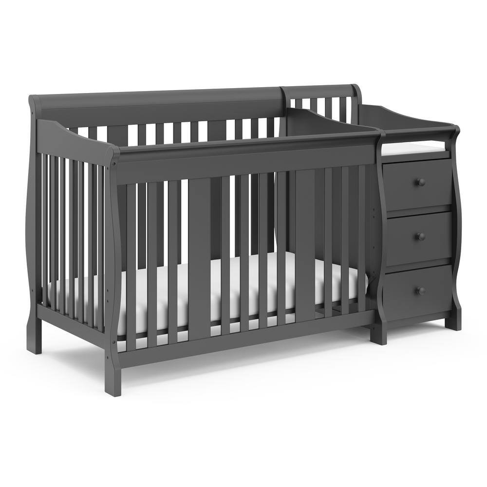 Storkcraft Portofino Gray 4 In 1 Convertible Crib And Changer 04586 47g The Home Depot