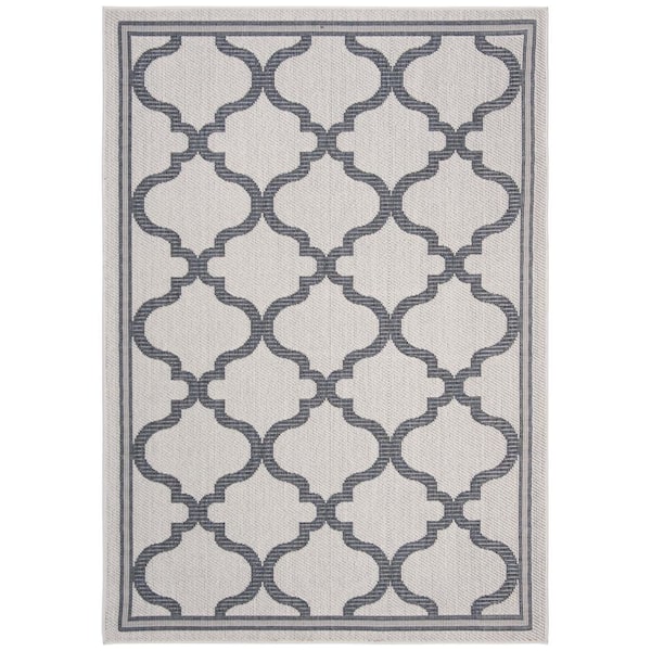 Bermuda Ivory/Charcoal 6 ft. x 9 ft. Border Trellis Indoor/Outdoor Area Rug