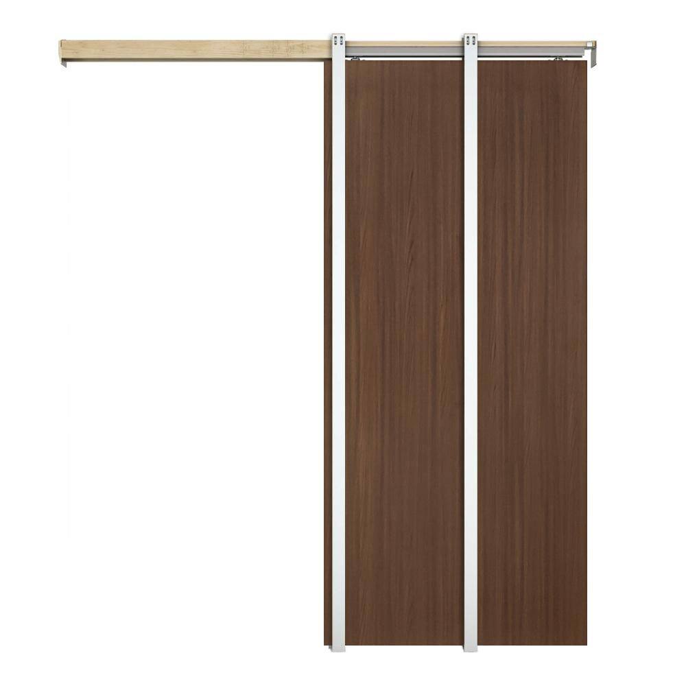 18 in. x 84 in. Walnut Brown Flush Hollow Core Composite Interior Door Slab with Pocket Door Frame and Hardware Kit price history on PriceWatchPro