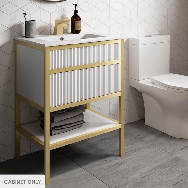 Swiss Madison Cache 18.3 in. W x 24 in. D x 33.5 in. H Bath Vanity Cabinet without Top in White