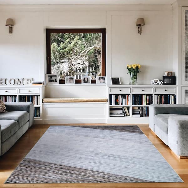 Prairie Windswept Bark-Grey 2 ft. 4 ft. Area Rug