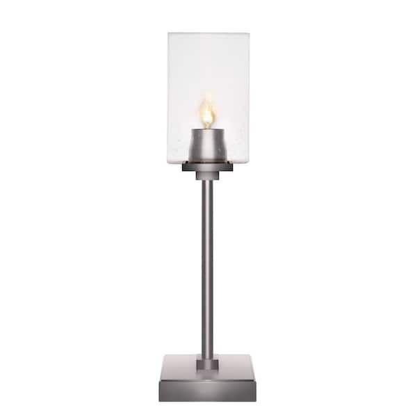Unbranded Quincy 17.25 in. Graphite Accent Lamp with Glass Shade