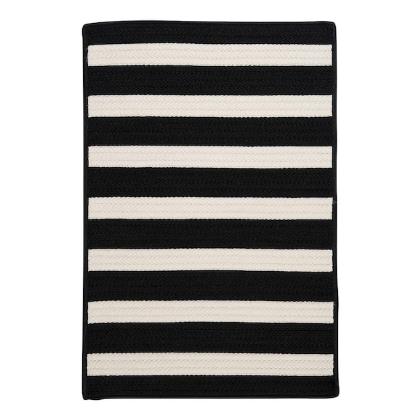 Baxter Black White 7 ft. x 9 ft. Braided Indoor/Outdoor Patio Area Rug