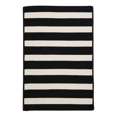 Baxter Black White 12 ft. x 15 ft. Braided Indoor/Outdoor Area Rug