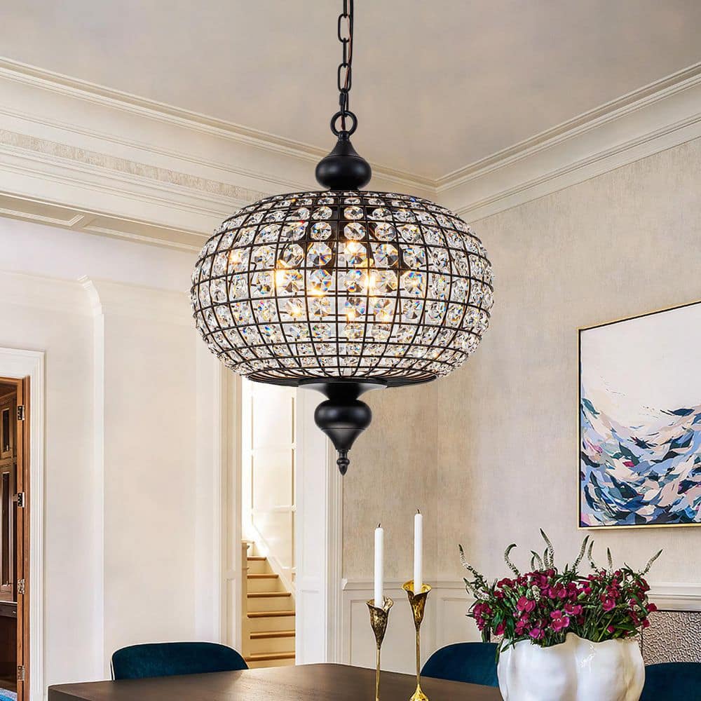 Allenglade 16 in. 4-Light Black and Brushed Gold Crystal Chandelier for Dining Living Room price history on PriceWatchPro