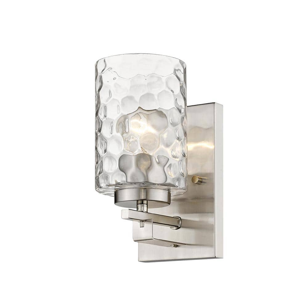 Livvy Satin Nickel Cylinder Wall Sconce with Optic Glass Shade