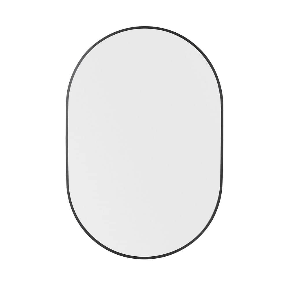 24 in. W x 42 in. H Oval Stainless steel framed Wall Bathroom Vanity Mirror