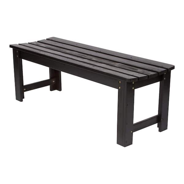 Shine Company Backless 48 in. Black Wood Outdoor Bench