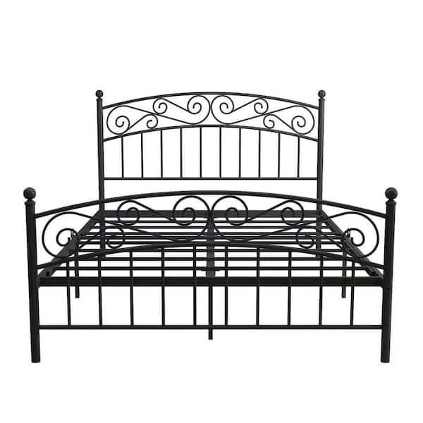 wetiny 59.84 in. W Black Metal Frame Queen Platform Bed