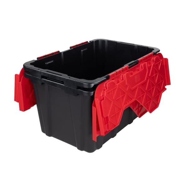 HDX 27-Gal. Flip Top Tote in Black with Red Lid (2-Pack) 999-27G
