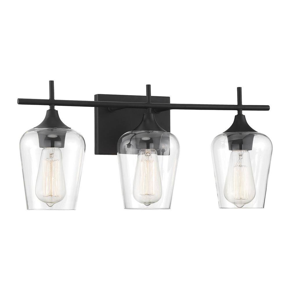 Octave Black and Clear Glass 3-Light Vanity Fixture