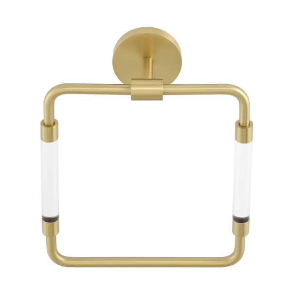 Swiss Madison Verre Wall Mounted Towel Ring in Acrylic Brushed Gold