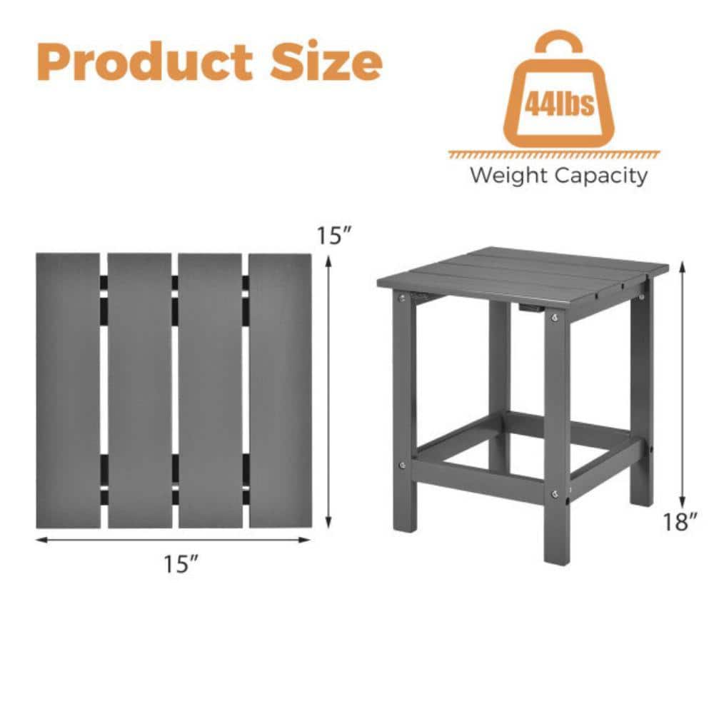 Gray Solid Fir Wood Square Outdoor Side Table