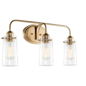 Rayne 22.5 in. 3-Lights Cool Brass Modern Bathroom Vanity Light