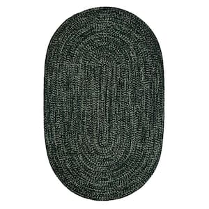 Chenille Tweed Braid Collection Diluth & Emerald 60" x 96" Oval 100% Polyester Reversible Indoor Area Rug