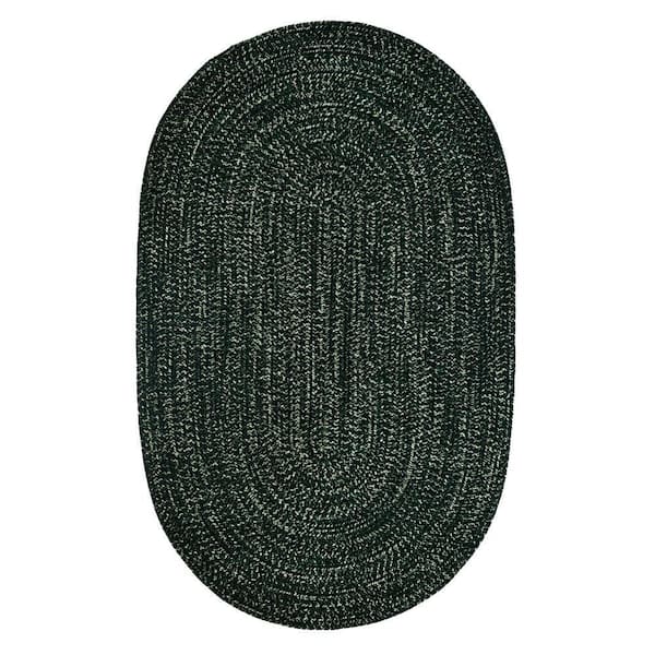 Better Trends Chenille Tweed Braid Collection Diluth & Emerald 60" x 96" Oval 100% Polyester Reversible Indoor Area Rug