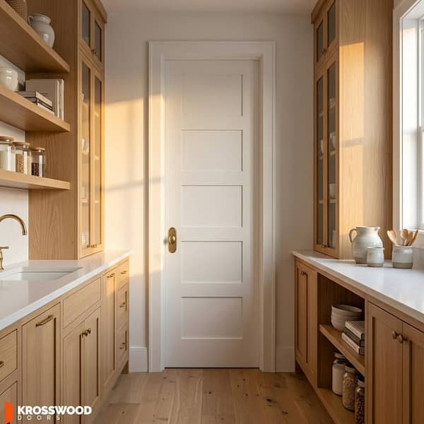 Krosswood Doors 28 in. x 96 in. Shaker 5-Panel Primed Solid Hybrid