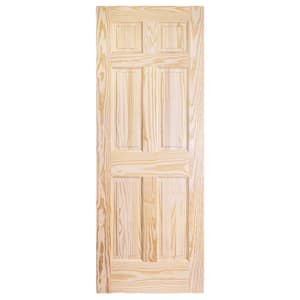 36 in. x 79.92 in. 6 Panel Unfinished Wood Flat Grain Solid Core Interior Door Slab