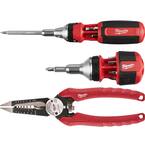 9-in-1 Ratcheting Multi-Bit Screwdriver with 8-in-1 Compact Ratcheting Multi-Bit Screwdriver and 6-in-1 Wire Pliers