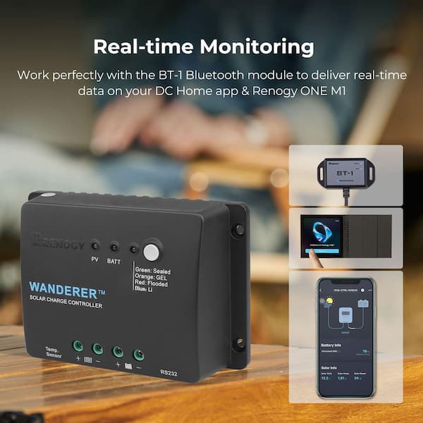 Renogy Wanderer 30 Amp 12V PWM Solar Charge Controller for AGM