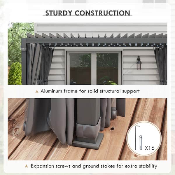 Outsunny 13 ft. x 10 ft. Dark Gray Outdoor Retractable