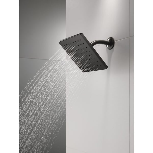 1-Spray Patterns 1.5 GPM 8 in. Wall Mount Fixed Shower Head in Matte Black