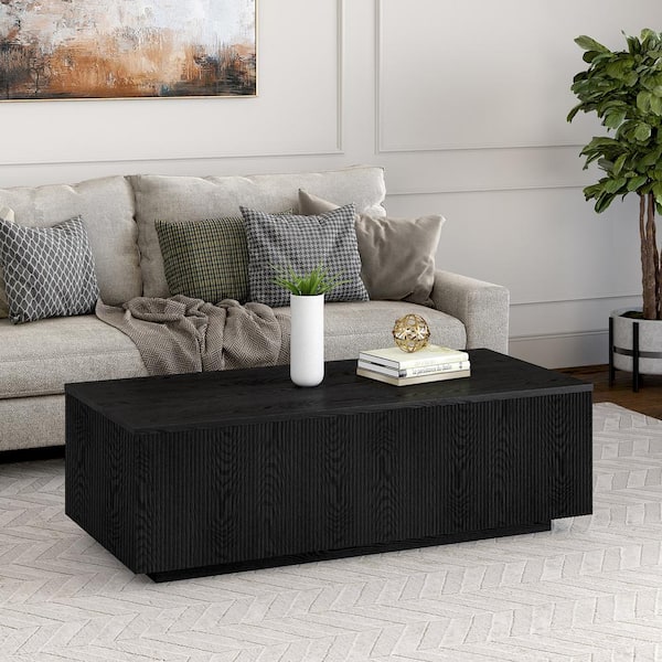 Meyer&Cross Reyes 47.5 in. Black Grain Rectangle MDF Top Coffee 