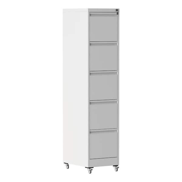 17.72 in. W 4-Drawer White Metal Locking File Tool Cabinet for Home, Garage, Office with Wheels, Mobile Tool Carts