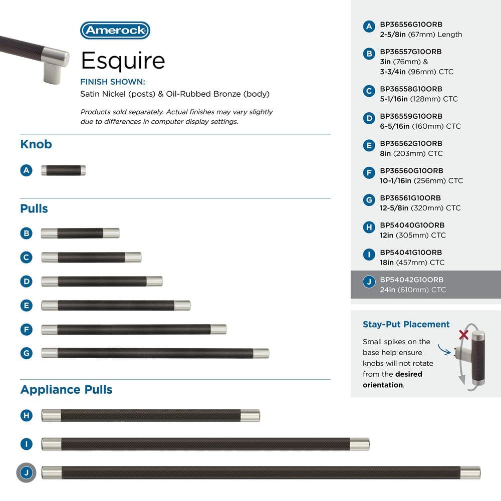24-inch Satin Nickel and Oil-Rubbed Bronze Appliance Pull