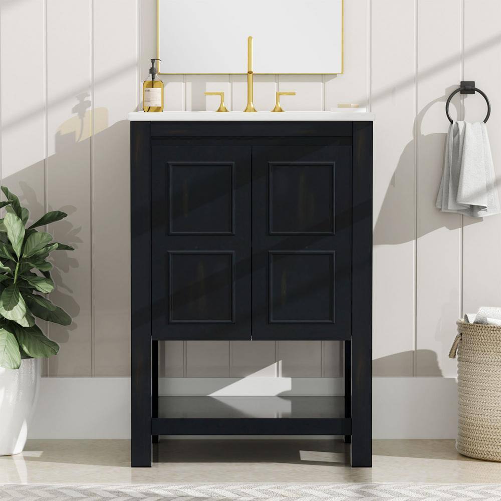 24 in. W x 18.3 in. D x 34.7 in. H Single Sink Freestanding Bath Vanity in 