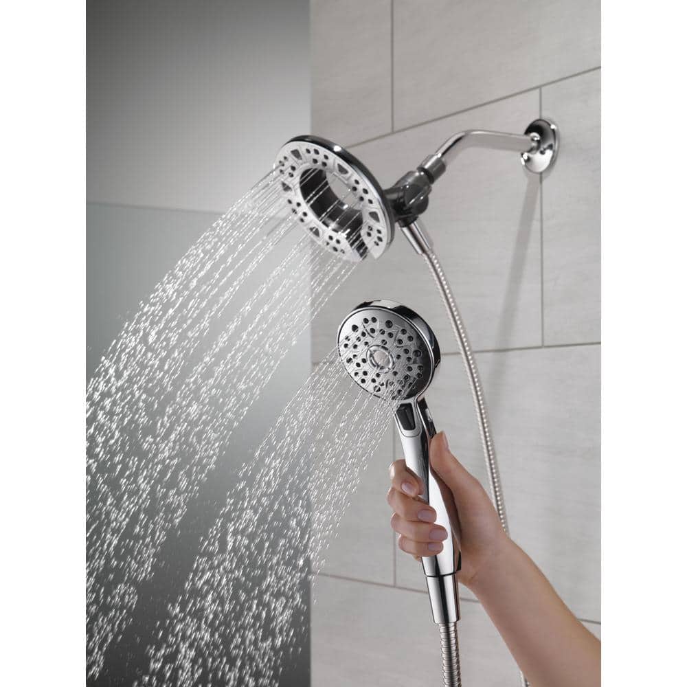 Chrome Dual Shower Head with Handheld Spray and Pulse
