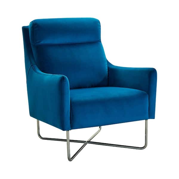 Armen Living Silver and Teal Blue Fabric Amber Contemporary Accent Chair