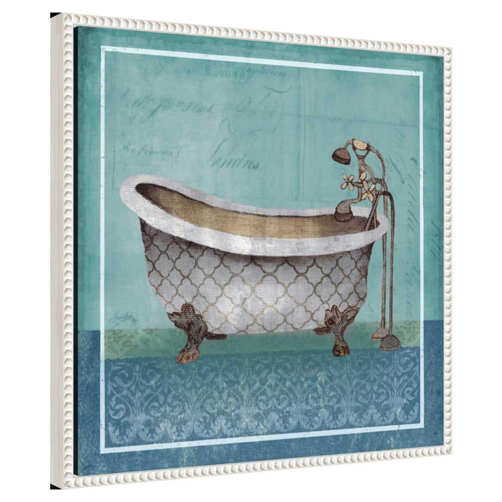 Regal Blue Tub I Canvas Art with White Floater Frame