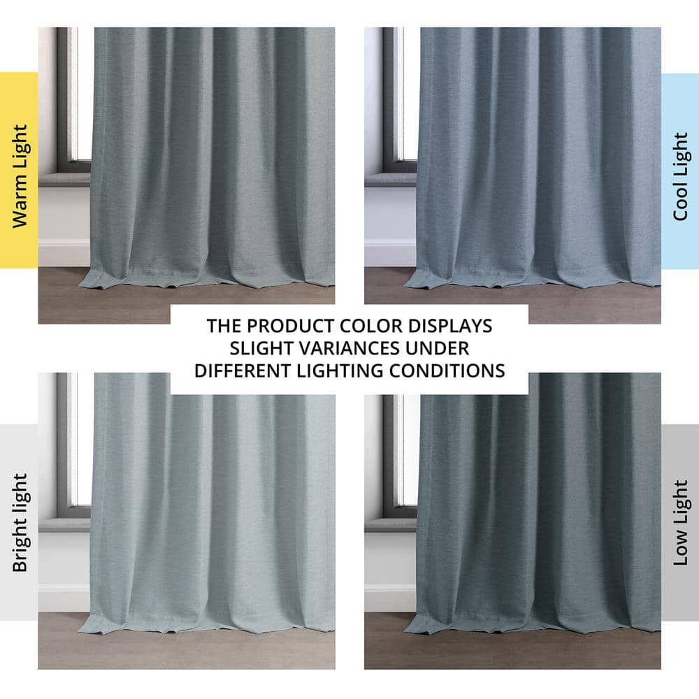 Gulf Blue Polyester Blackout Puddle Length Window Panel