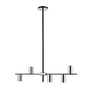 Calumet 5-Light Mate Black Plus Polished Nickel Chandelier with No Shade