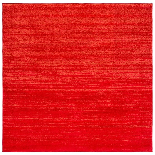 Adirondack 7 ft. x 7 ft. Red/Gray Solid Color Striped Square Area Rug