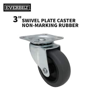 3 in. Gray Rubber Like TPR and Steel Swivel Plate Caster with 175 lb. Load Rating