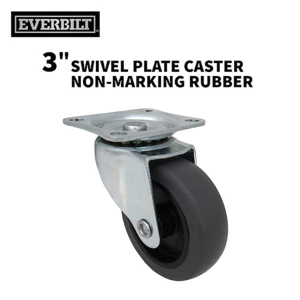 Everbilt 3 in. Gray Rubber Like TPR and Steel Swivel Plate Caster with 175 lb. Load Rating
