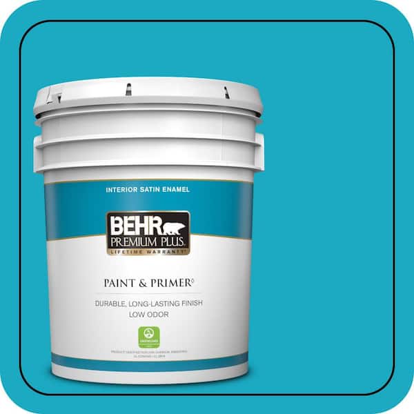 BEHR PREMIUM PLUS 5 gal. #P480-5 High Dive Satin Enamel Low Odor Interior Paint & Primer