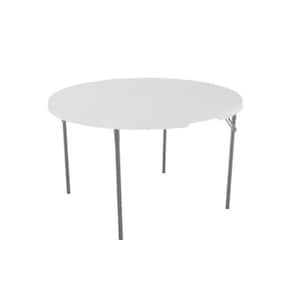 48 in. Round Fold-in-Half Resin Table; Almond