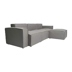 4-Piece Gray Fabric Living Room Sectional Sofa