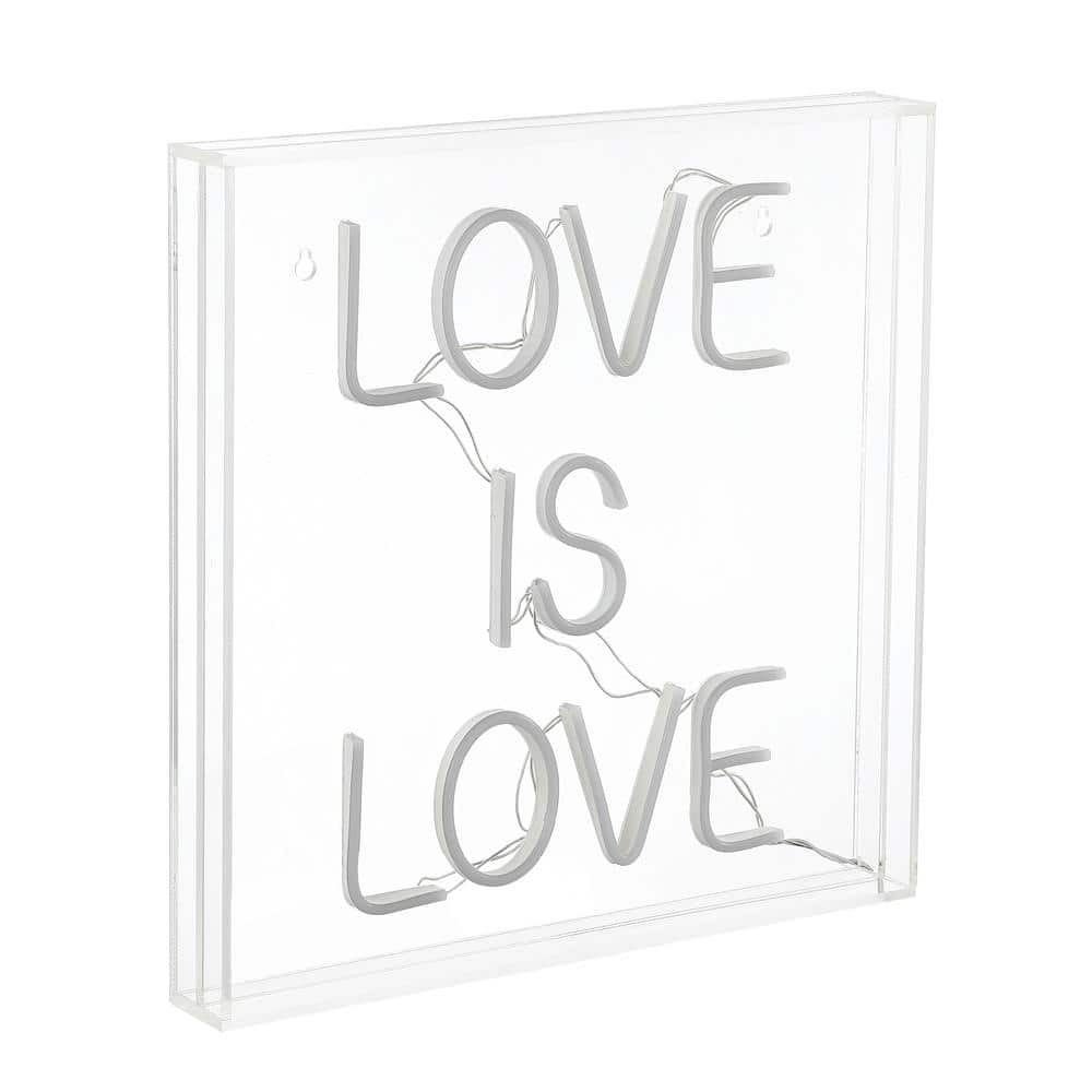 Multi-Colored Acrylic LED Neon Love Is Love Sign, 15-Inch