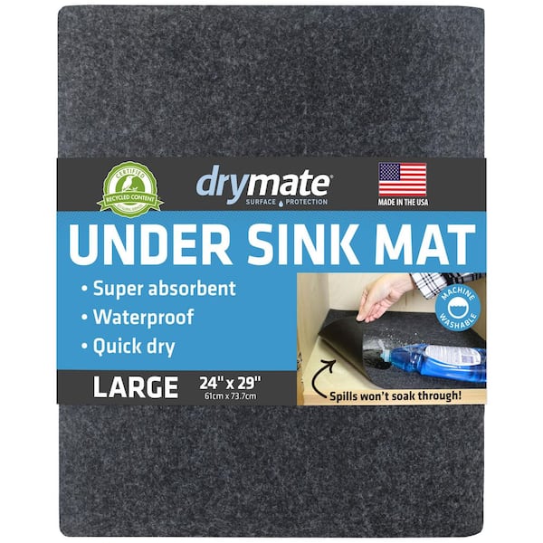 Drymate Premium Charcoal 24 in. D x 29 in. L Solid Slip Resistant, Waterproof Under Sink Mat Drawer and Shelf Liners (1-Pack)