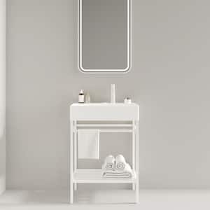 24 in. Freestanding White Bath Vanity with White Ceramic Top and White Ceramic Basin